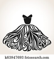 Silhouette of a woman in a flying apart dress Clipart | k12777932 ...