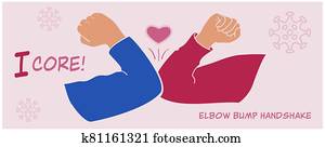 Fun Elbow Bump Handshake, Quarantine, Social Distance, New Hi, Hello - Modern illustration