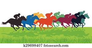 Galloping horses with jockeys Galloping horses with jockeys