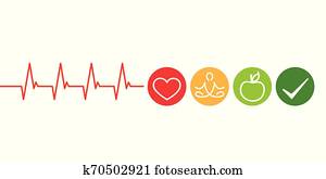 healthy lifestyle concept cardiology with heart yoga and green apple healthy lifestyle concept cardiology with heart yoga and green apple