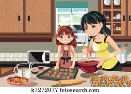Mother daughter baking cookies Mother daughter baking cookies