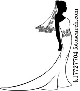 novia, vestido de la boda, silueta