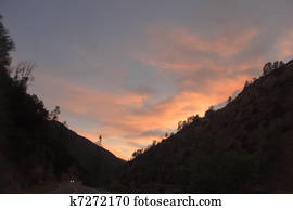 Sunset in mountains.