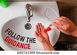 Text sign showing Follow The Guidance. Conceptual photo controlling a course of projectile by builtin mechanism Handwashing procedures for decontamination and minimizing bacterial growth.