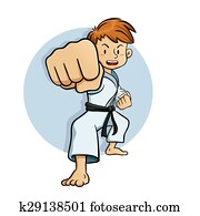 Young boy practice martial arts vec Young boy practice martial arts vec