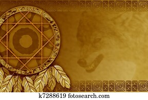 American dreamcatcher with wolf American dreamcatcher with wolf