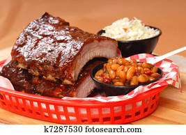 BBQ Ribs with beans and cole slaw BBQ Ribs with beans and cole slaw
