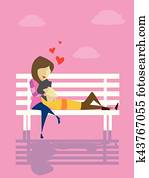 Couple dating on the Bench