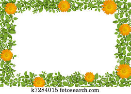 Green plant frame with yellow flowers Green plant frame with yellow flowers
