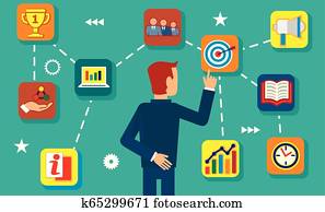 homens, com, ícones