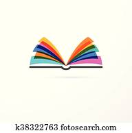 Open book - colorful concept icon of education, creativity, learning Open book - colorful concept icon of education, creativity, learning