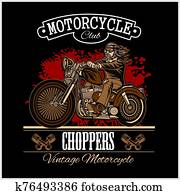 קלאסי, אופנוען, דוגמה, ל, תג, או, label., אופנוע, תימה