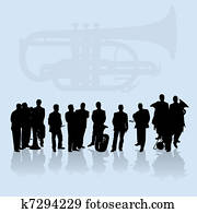 Brass Band Silhouettes Set Brass Band Silhouettes Set