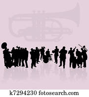 Brass Band Silhouettes Set Brass Band Silhouettes Set