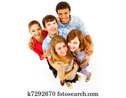 casual group of happy people isolated over white casual group of happy people isolated over white