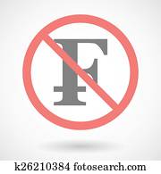 Forbidden signal with a swiss franc sign