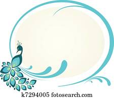 illustration of peacock sitting on floral frame illustration of peacock sitting on floral frame