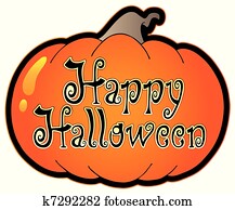 kürbis, mit, glücklich, halloween, zeichen kürbis, mit, glücklich, halloween, zeichen