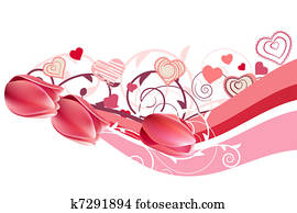 Pink saint valentine's frame with contour hearts Clipart | k7291412