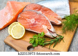 Salmon fish steaks