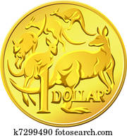 vektor, australisch, geld, gold, dollar, mit, dass, bild, von, a, kangaro