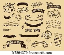 Vintage sale icons set Vintage sale icons set