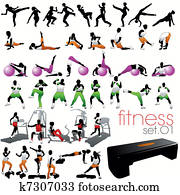 40, 적당, 실루엣, 세트