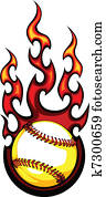 Baseball with Flames Vector Image Baseball with Flames Vector Image