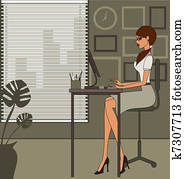 büro, frau