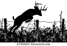 Deer Buck Jumping Fence Deer Buck Jumping Fence