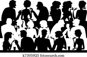 folk, silhouettes, hos, cafe