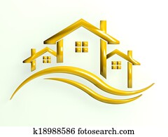 Gold icon Houses with waves Gold icon Houses with waves