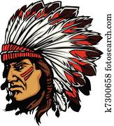 Indian Chief Mascot Head Vector Gra Indian Chief Mascot Head Vector Gra