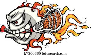 Lacrosse Ball Flaming Face Vector I Lacrosse Ball Flaming Face Vector I