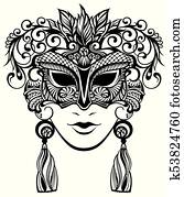 Mask silhouette. Mardi gras carnaval Mask silhouette. Mardi gras carnaval