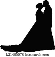 novia y novio, silueta