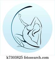 outline illustration of girl doing yoga exercise