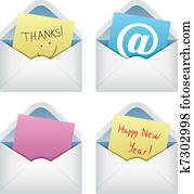 paper notes in envelopes