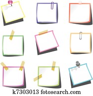 paper notes with push pin and paperclip paper notes with push pin and paperclip