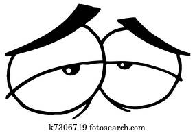 Clip Art of Outlined Sad Cartoon Eyes k7306739 - Search Clipart