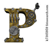 steampunk letter p steampunk letter p