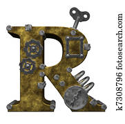 steampunk letter r steampunk letter r