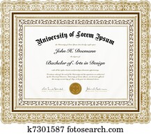 Vector Ornate Diploma and Frame Vector Ornate Diploma and Frame