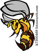 דבורה, צרעה, גרפי, וקטור, illustrat