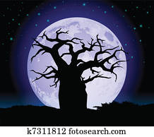 Baobab Tree Silhouette