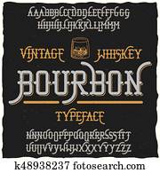 Bourbon Vintage Whiskey Typeface Poster Bourbon Vintage Whiskey Typeface Poster