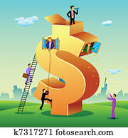 Business People with Dollar Building