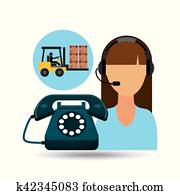 call centre woman working carrying boxes