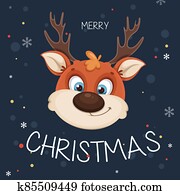 Cute Christmas deer. Funny reindeer Cute Christmas deer. Funny reindeer