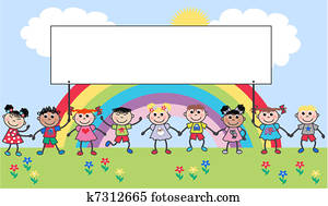 ethnische, gemengd, kindjes